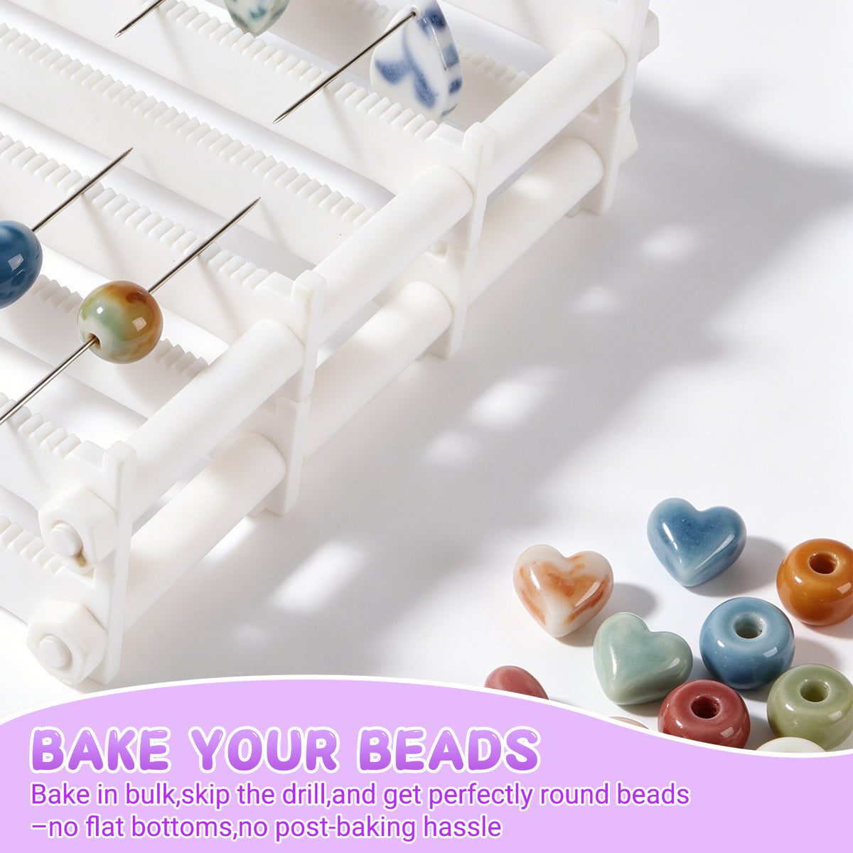 WECLAYER Bead Baking Rack,Polymer Clay Tools with 232 Slots(58 * 4) – Stackable & Heat-Resistant Drying Rack for Jewelry Making, Oven Safe for Home Ovens, Includes 25 Pins