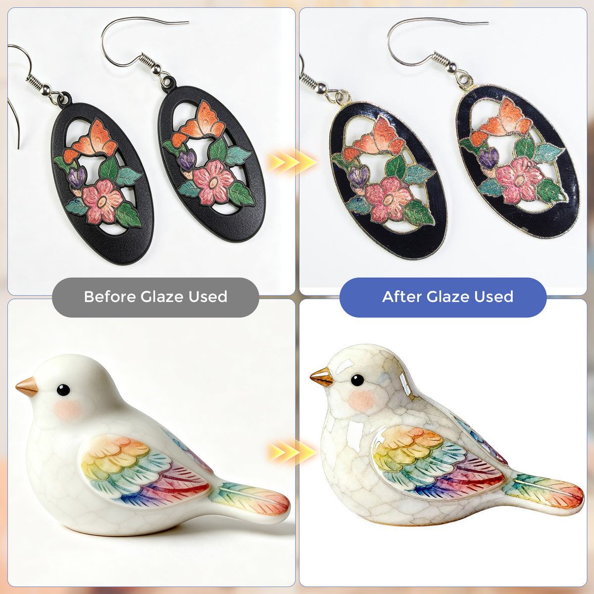 WECLAYER Polymer Clay Glaze – 20ml x 2 Bottle Set (Gloss + Matte) with Built‑in Brush,Waterproof,Scratch Resistant, Non‑Toxic Varnish for Oven‑Baked Polymer Clay,Also Great for Air Dry Clay Crafts